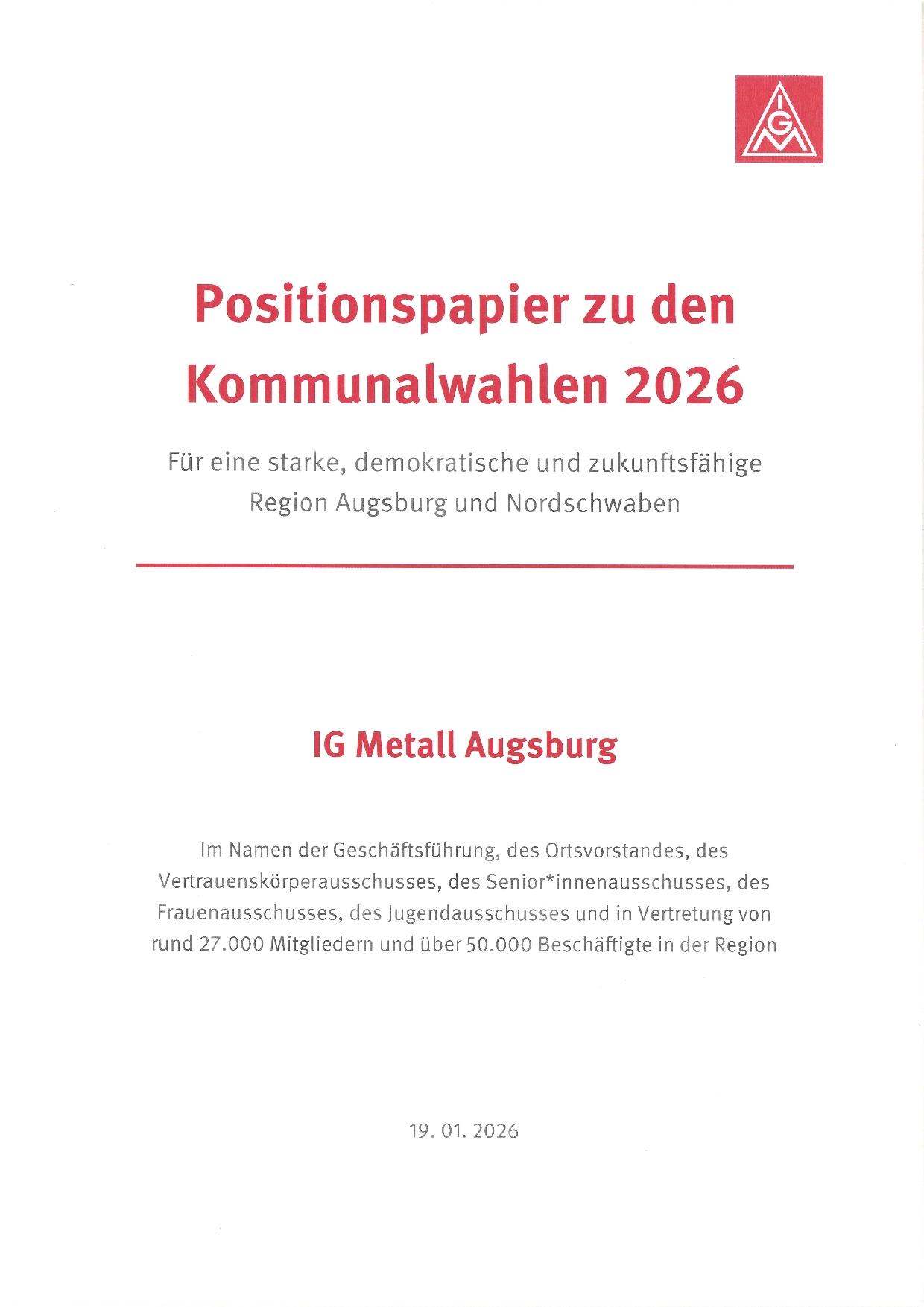 Positionspapier der IG Metall Augsburg zu den Kommunalwahlen 2026